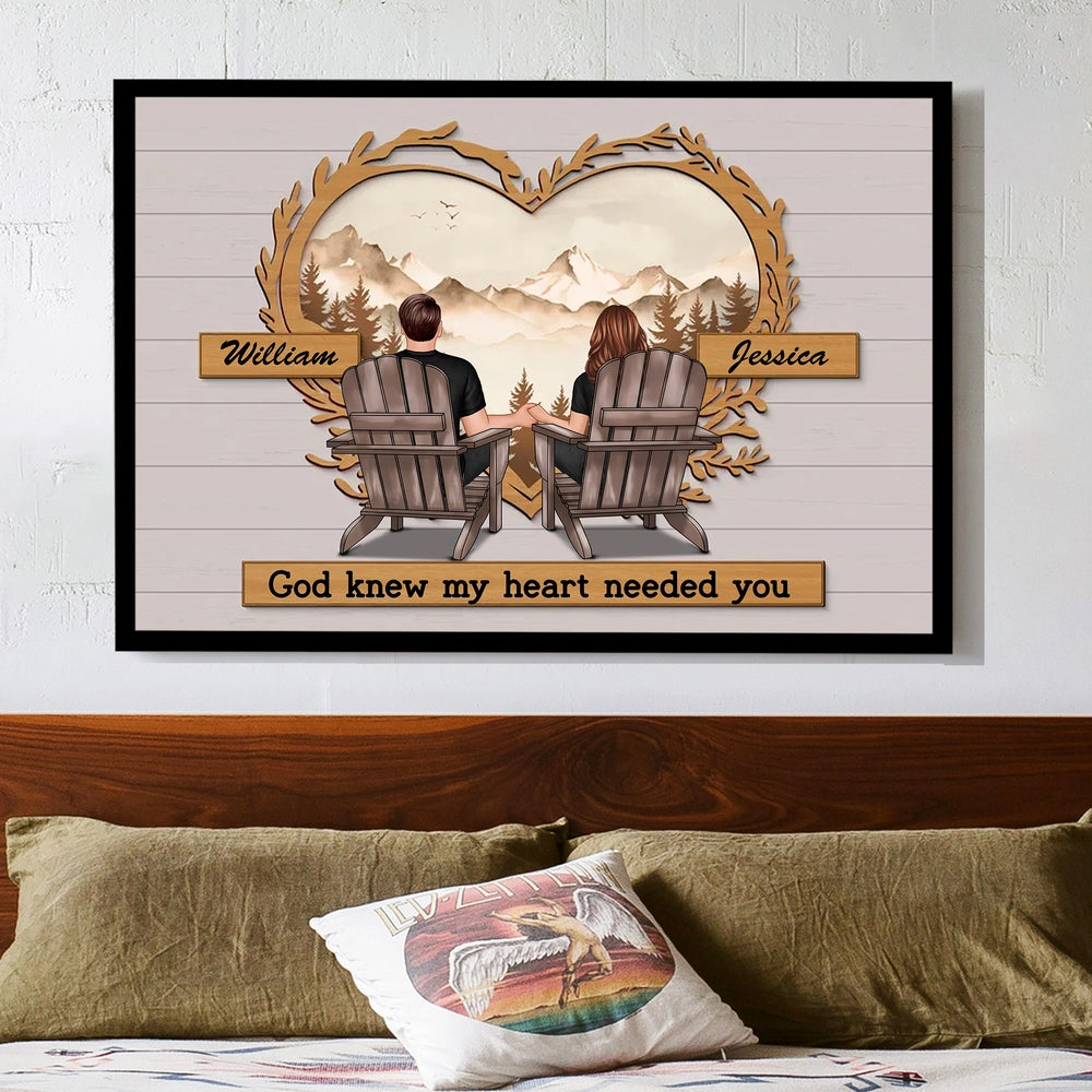 Custom Personalized Couple And Motorcycle Canvas - Best Gift For Couple - God Knew My Heart Needed You main image 1