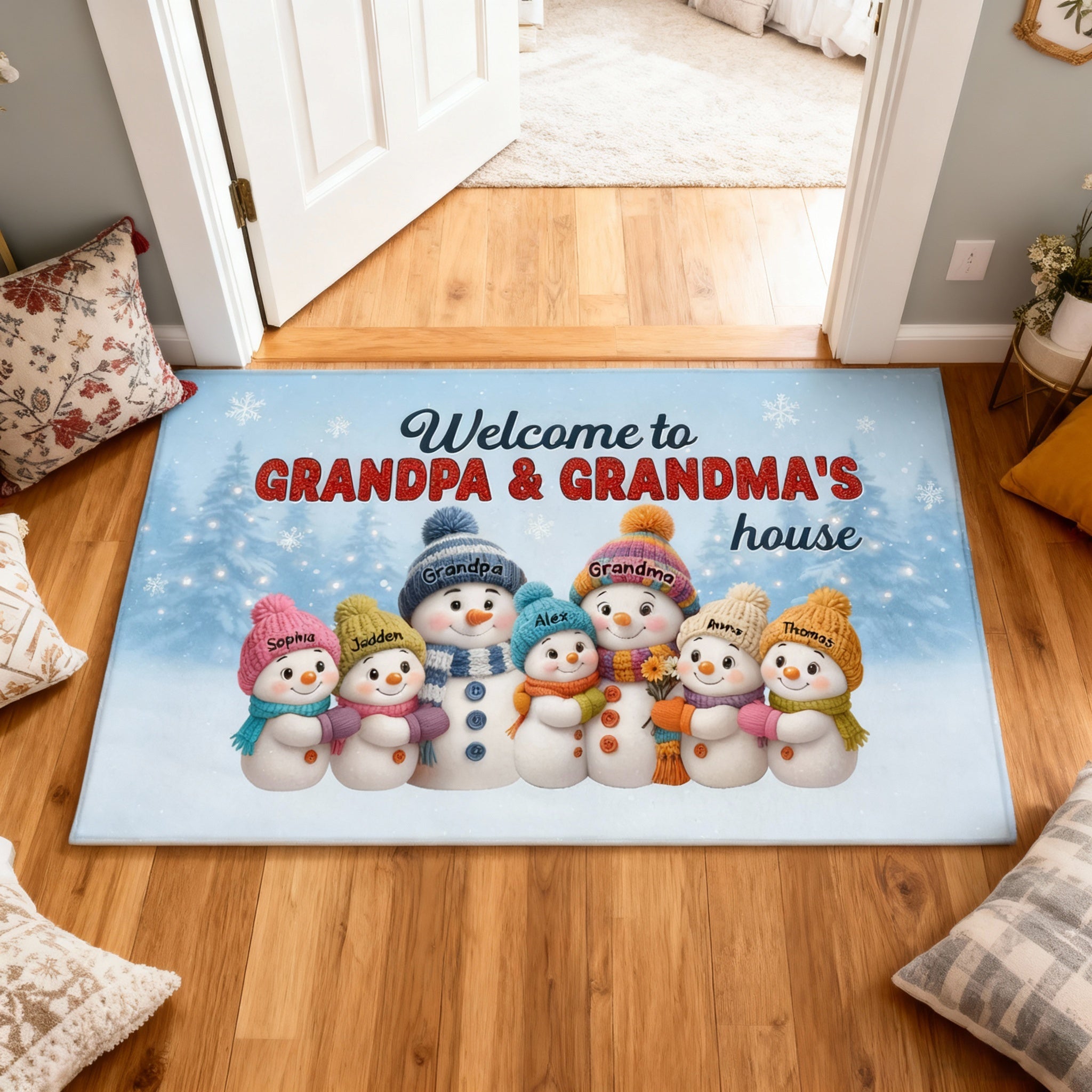 Welcome to Grandpa & Grandma’s House — Snowman Family Doormat, a Cozy ...