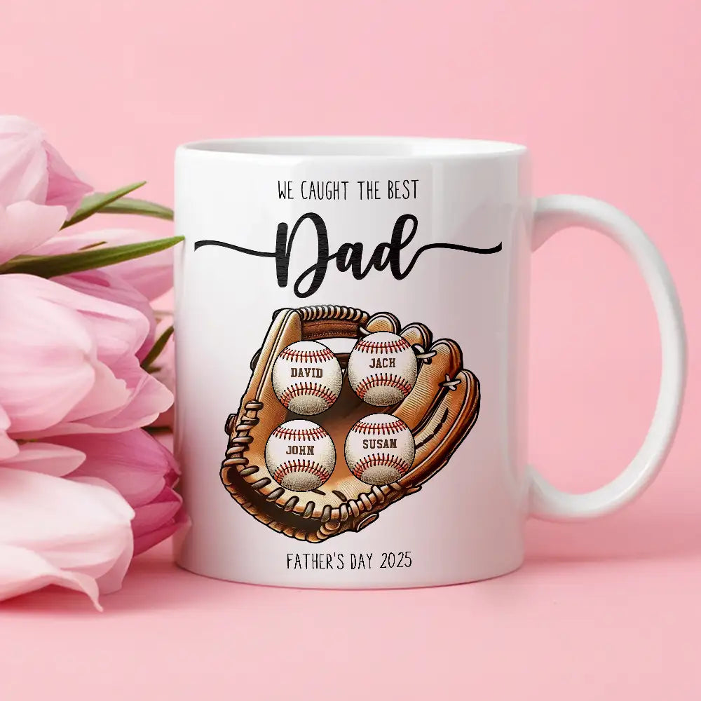 Personalized Baseball Mug with Kids’ Names – Game Day Gift for Dad ...