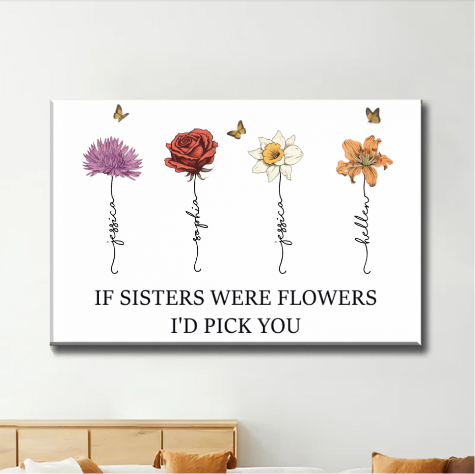 Custom personalized gift surprise with 'If Friends Were Flowers I'd Pick You' plaque, poster, ornament, jewelry dish, or keychain design