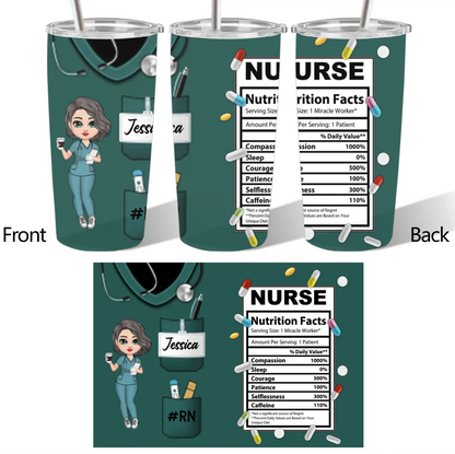 Personalized Nurse Nutrition Facts Cup, Wallet Card, Pillow,Plaque - Perfect Gift for Healthcare Heroes