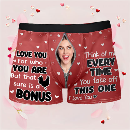 "Think of Me Every Time You Take Off These – Romantic and Funny Personalized Boxer Briefs for Him"