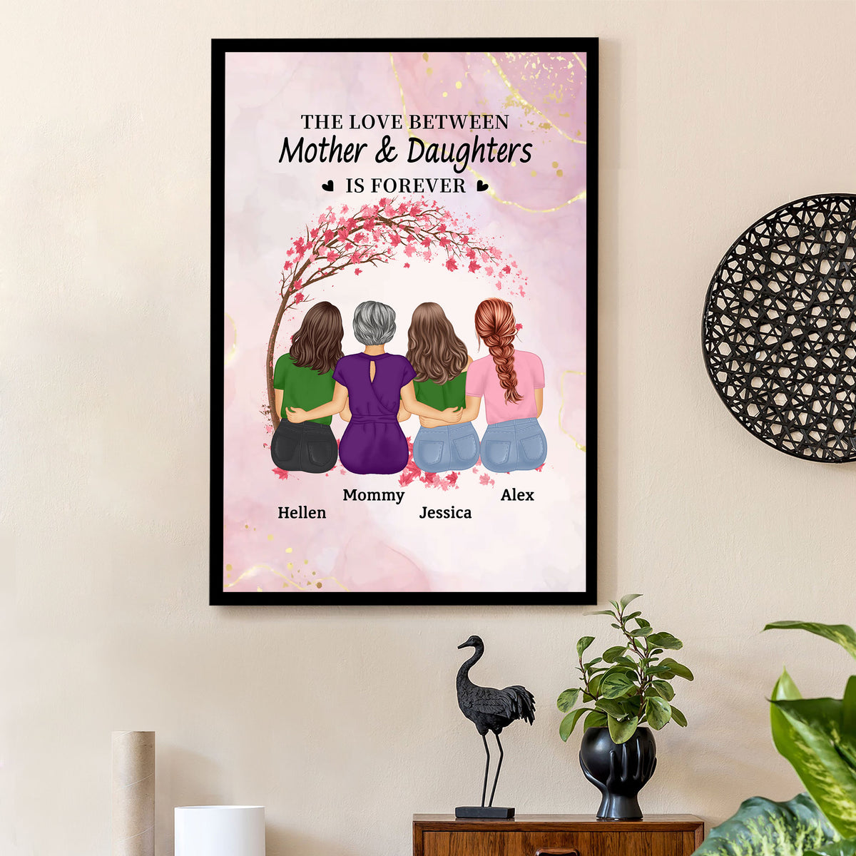 The Love Between Mother & Daughters Is Forever - Personalized Poster Gift for Mom, Custom Gift for Mother and Daughters