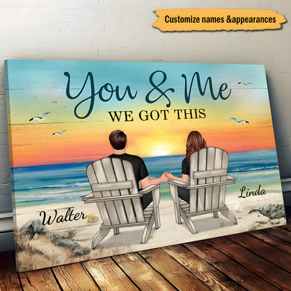 Romantic Beach Canvas for Couples, custom art with 'You & Me' vibe, perfect anniversary decor and a creative gift