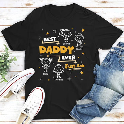 Personalized Daddy Classic Tee, Custom Child Doodles, Unique Creative Gift for Dad
