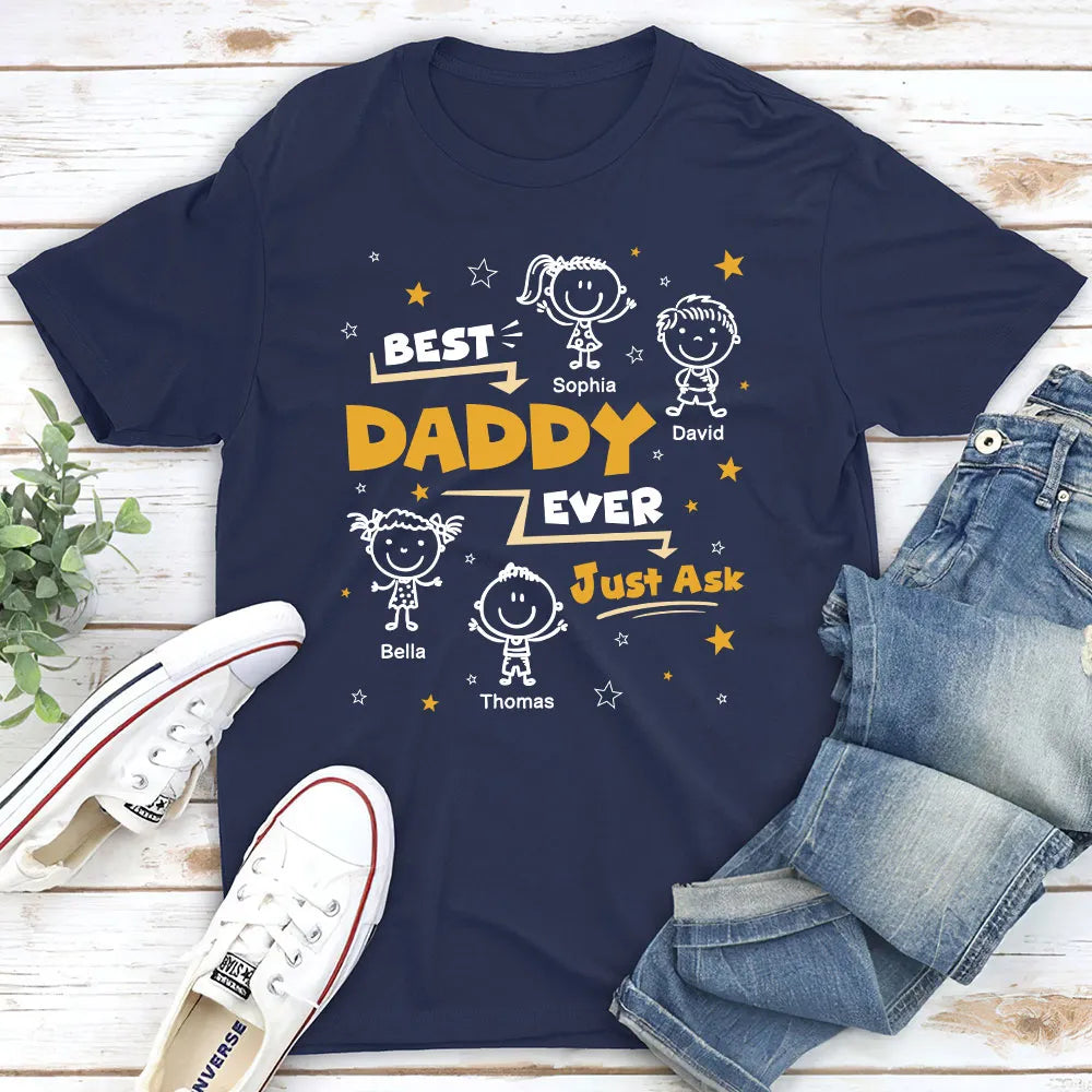Personalized Daddy Classic Tee, Custom Child Doodles, Unique Creative Gift for Dad