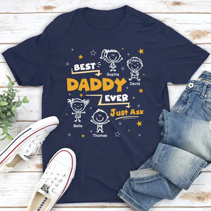 Personalized Daddy Classic Tee, Custom Child Doodles, Unique Creative Gift for Dad