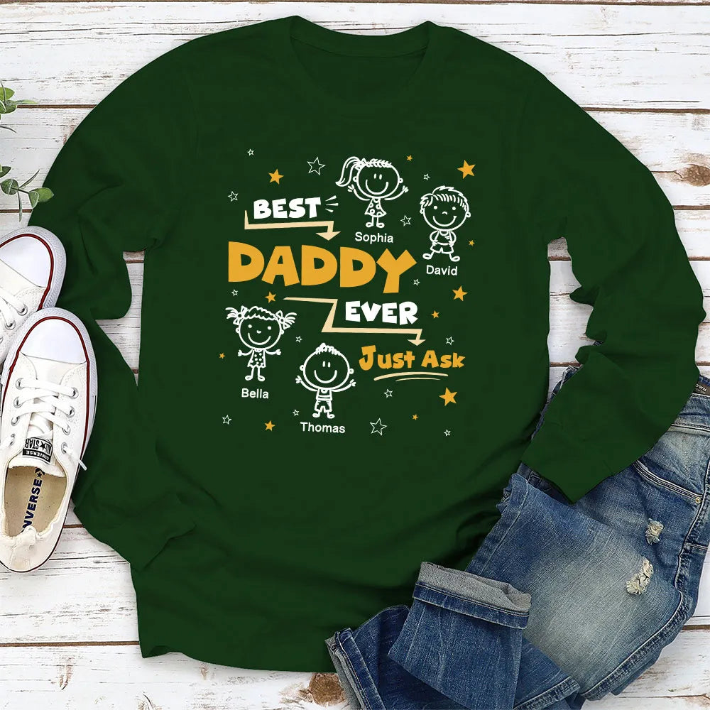Personalized Daddy Classic Tee, Custom Child Doodles, Unique Creative Gift for Dad