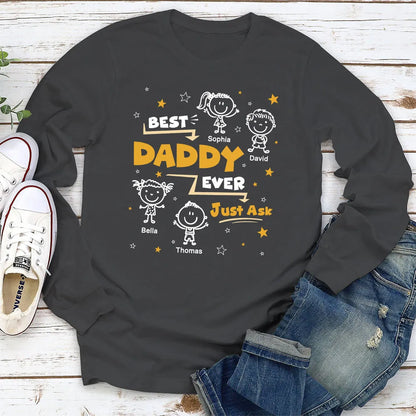 Personalized Daddy Classic Tee, Custom Child Doodles, Unique Creative Gift for Dad