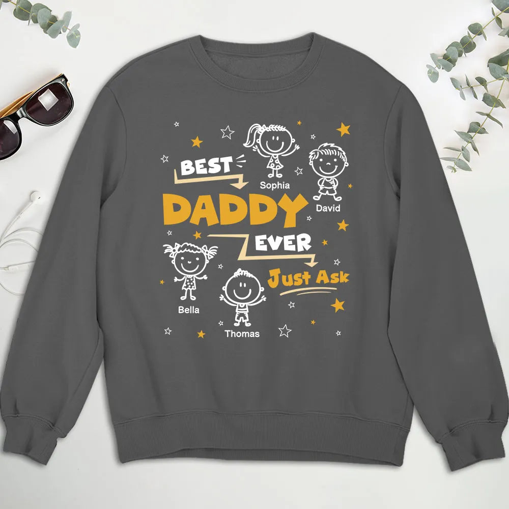 Personalized Daddy Classic Tee, Custom Child Doodles, Unique Creative Gift for Dad