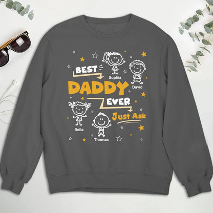 Personalized Daddy Classic Tee, Custom Child Doodles, Unique Creative Gift for Dad