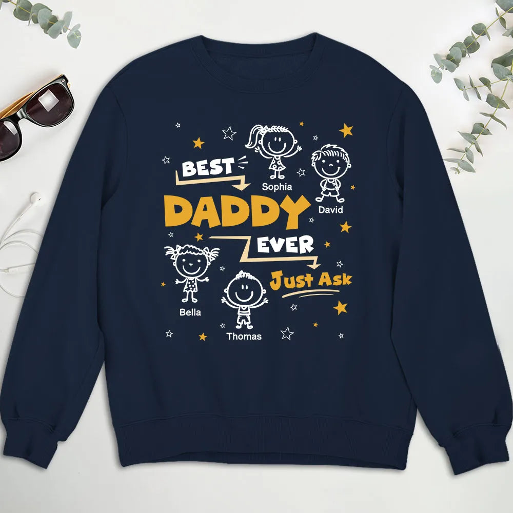 Personalized Daddy Classic Tee, Custom Child Doodles, Unique Creative Gift for Dad