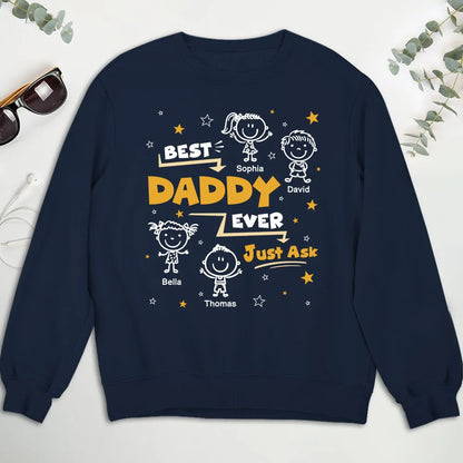 Personalized Daddy Classic Tee, Custom Child Doodles, Unique Creative Gift for Dad