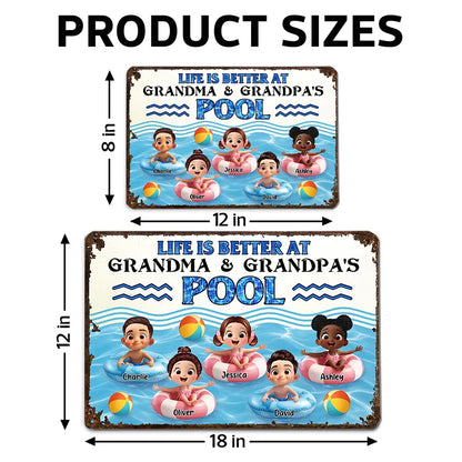 Personalized Iron Pool Sign for Family Poolside Decor