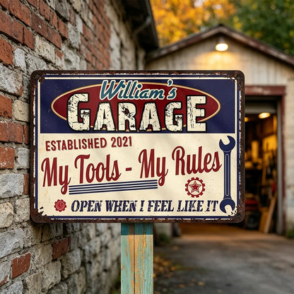 Rectangular Iron Sign, Personalized Workshop Humor Decor, Creative Gift for Tool Lovers