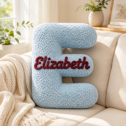 Custom 3D Letter Pillow with Embroidered Name, Fluffy Initial Cushion for Bedroom & Sofa Decor, Unique Birthday or Housewarming Gift