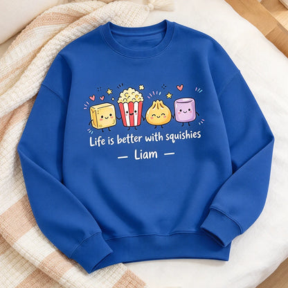 Personalized Youth Sweatshirt with Cute Squishy Characters, Everyday Wear and Unique Gift for Kids