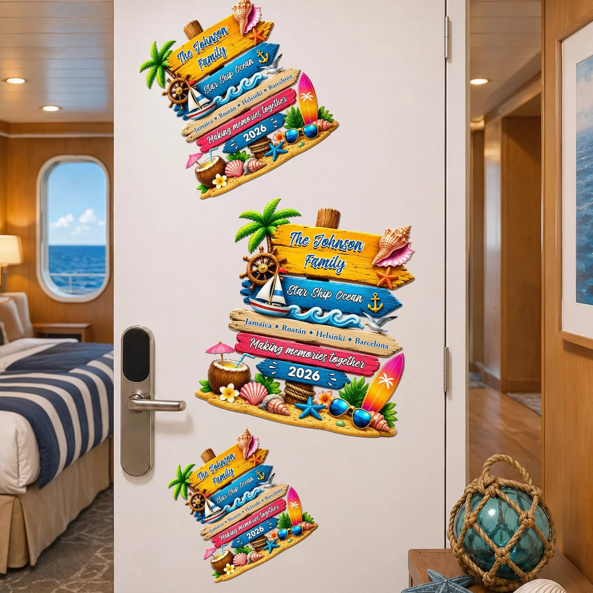 Personalized Acrylic Magnet, Tropical Cruise Door Sign for Family Travelers, Unique Vacation Gift