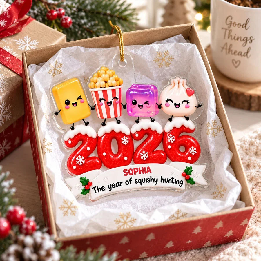 Personalized Acrylic Ornament, Cheerful Squishy Friends Holding Hands, Creative Christmas Tree Gift for Kids