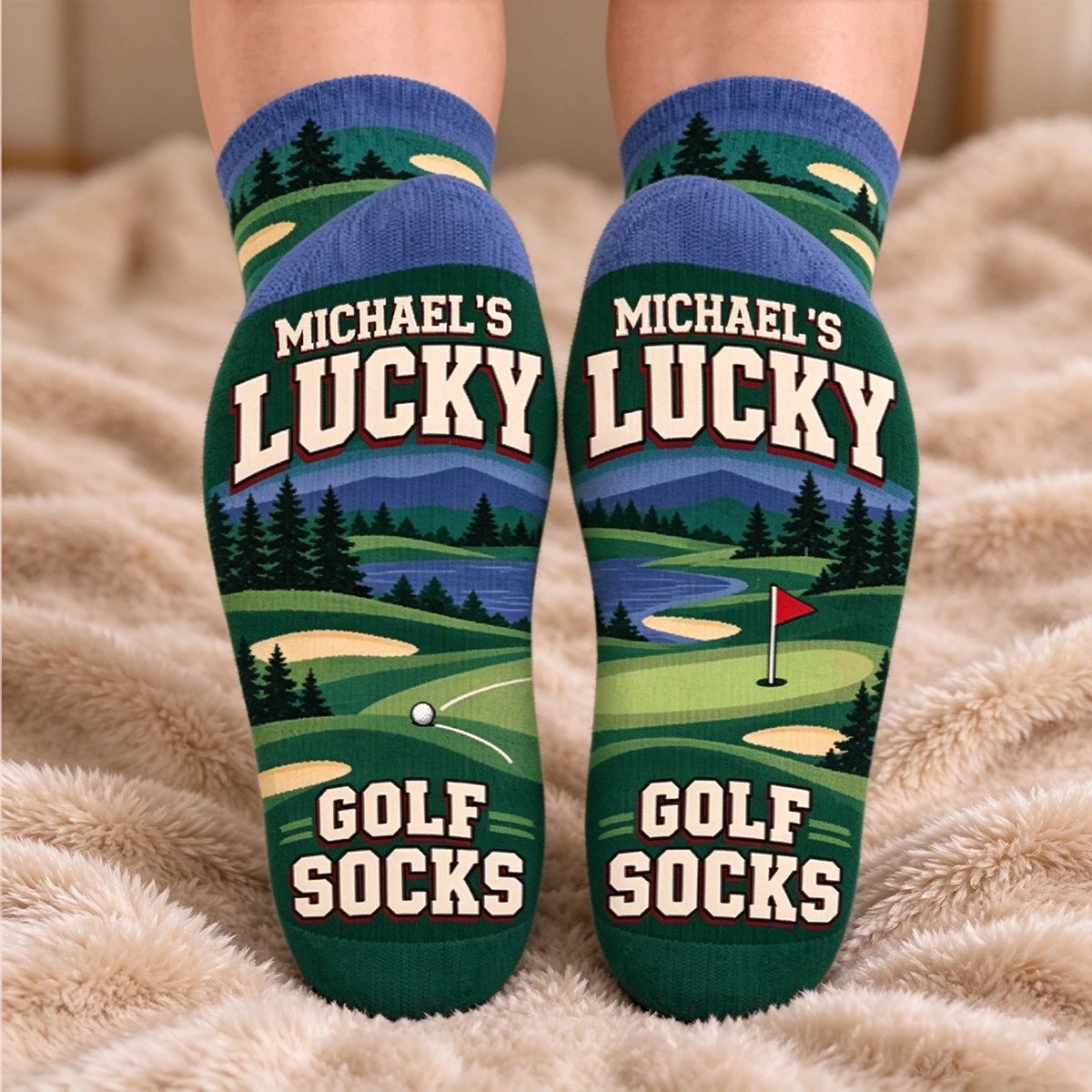 Personalized Crew Socks with Golf Balls and Clubs, Unique Gift for Golf Lovers