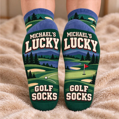 Personalized Crew Socks with Golf Balls and Clubs, Unique Gift for Golf Lovers
