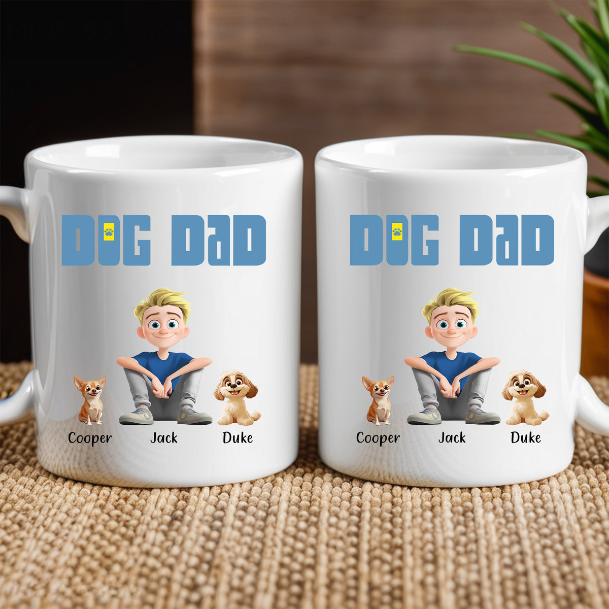 Heartwarming Pet-Themed Mug – Personalized 'A Man and His Dogs' Design, Ideal Gift for Dog Owners