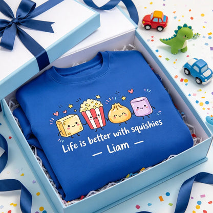Personalized Youth Sweatshirt with Cute Squishy Characters, Everyday Wear and Unique Gift for Kids
