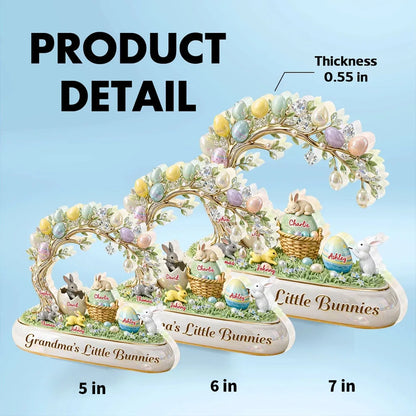 Personalized Shaped Acrylic Block Plaque Grandma's Little Bunnies Easter Egg Scene - Unique Easter Gift for Grandma