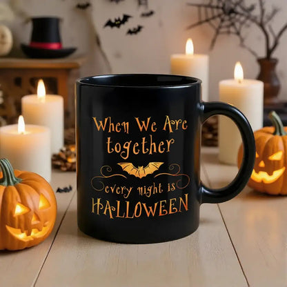 Full Color Mug – Witch Sisters Under Halloween Moon, “When We Are Together Every Night Is Halloween”, Funny Gift for Sisters and Best Friends