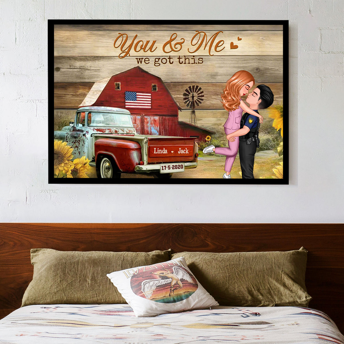 You & Me Rustic Vintage Truck Themed Couple Poster, Romantic Gift for Anniversaries