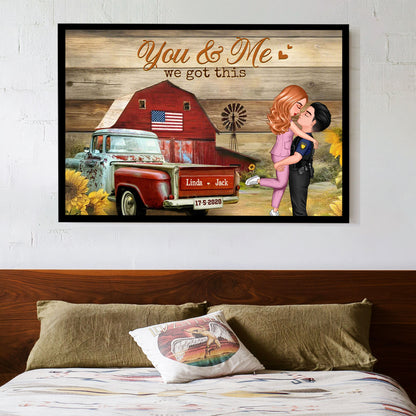 You & Me Rustic Vintage Truck Themed Couple Poster, Romantic Gift for Anniversaries