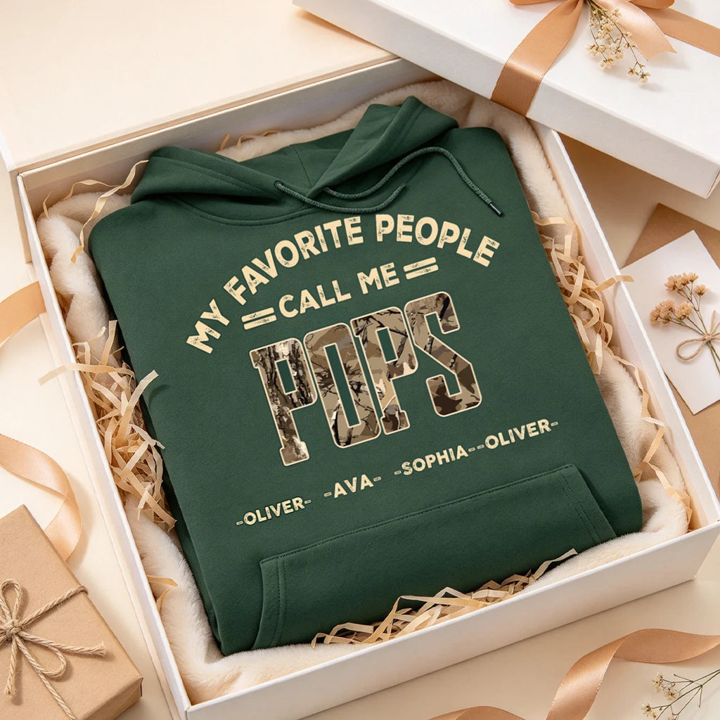 Personalized Sweatshirt with Camo Pop Pop Quote, Casual Unique Gift for Grandpa