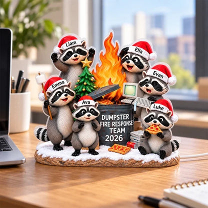 Personalized Acrylic Light Box, Funny Raccoons Around a Flaming Dumpster, Unique Christmas Gift for Coworkers