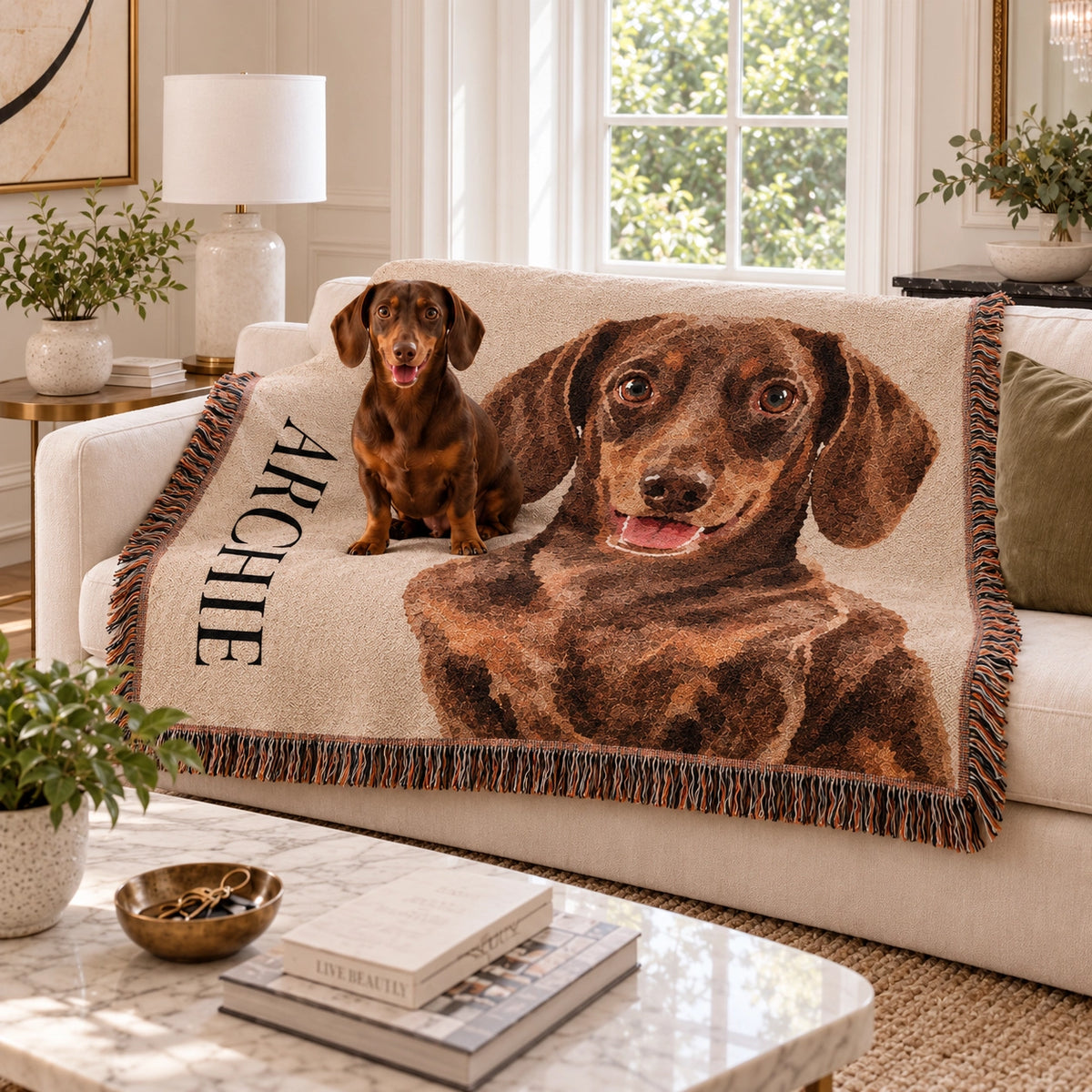 Personalized Fringed Throw Blanket, Playful Raised Paw Dog Art, Creative Keepsake Gift for Pet Owners