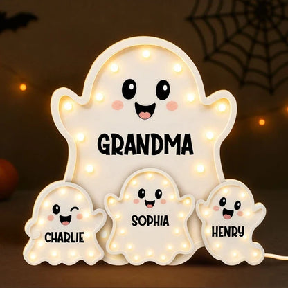 Personalized Acrylic Light Box, Cute Ghost Family Halloween Decor, Unique Gift for Grandma