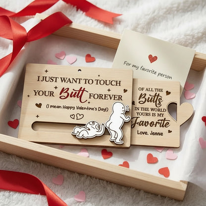 Personalized Wooden Sliding Ornament Funny Butt Quote for Couples - Unique Valentine's Day Gift for Him or Her