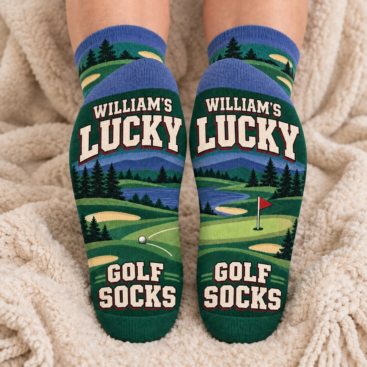 Personalized Crew Socks with Golf Balls and Clubs, Unique Gift for Golf Lovers