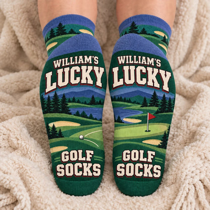 Personalized Crew Socks with Golf Balls and Clubs, Unique Gift for Golf Lovers