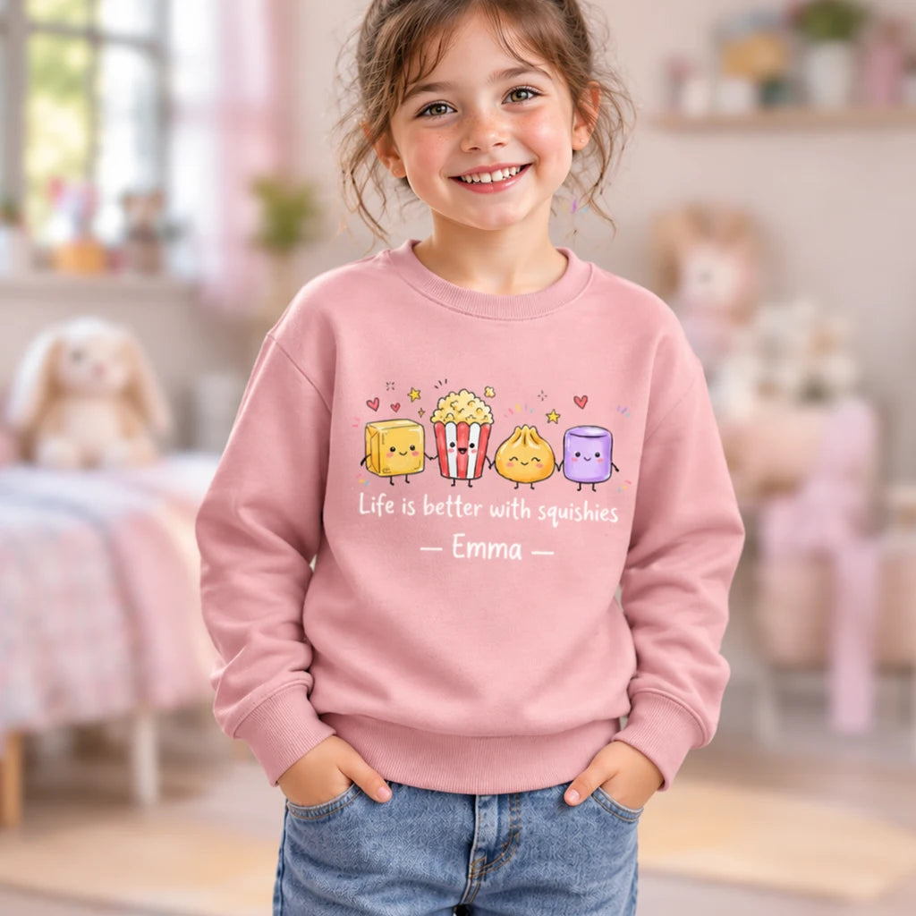 Personalized Youth Sweatshirt with Cute Squishy Characters, Everyday Wear and Unique Gift for Kids