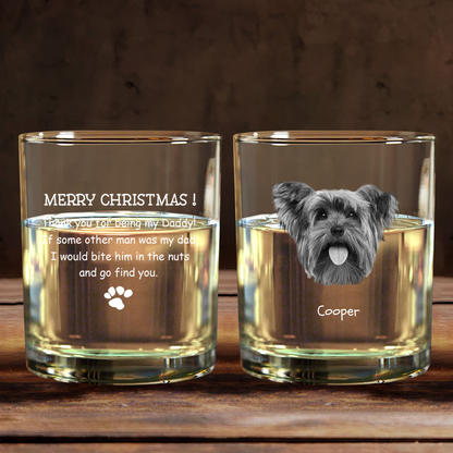 Personalized Whiskey Glasses with Pet Photos, Custom Christmas Gift for Pet Lovers from Their Furry Friends
