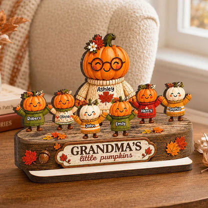 Personalized 2-Layer Wooden Plaque, Grandma's Little Pumpkins Fall Decor, Unique Gift for Grandma