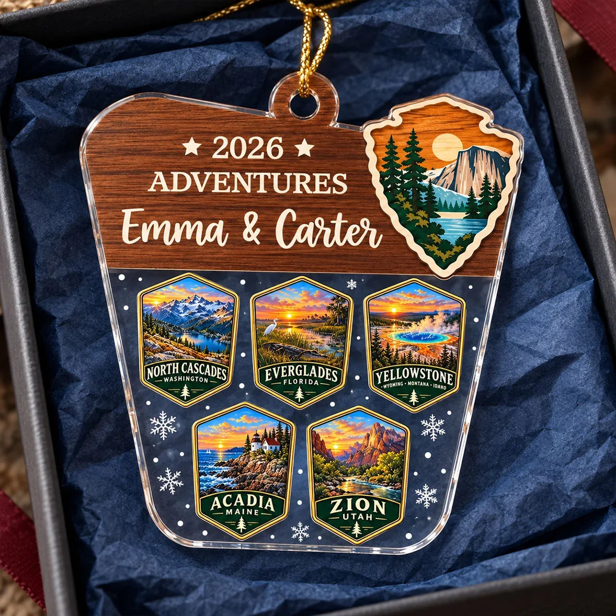 Personalized Acrylic Ornament, Couple's Travel Memories in Rich Sunset Colors, Creative Christmas Gift