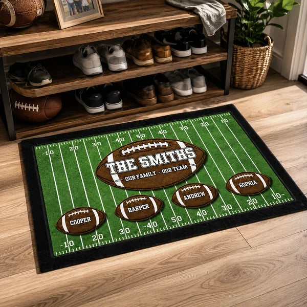 Our Family Our Team Personalized Standard Doormat, Creative Gift for American Football Fans