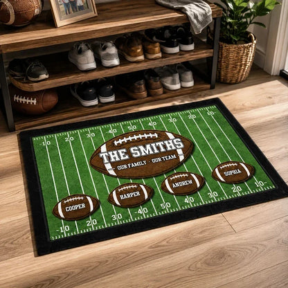 Our Family Our Team Personalized Standard Doormat, Creative Gift for American Football Fans
