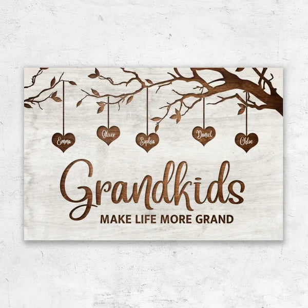 "The Foundation of Family and The Continuation of Love" - Personalized Grandkids Poster for Grandparents