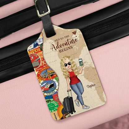 Custom Name Travel Essentials - Available as Passport Cover, Leather Luggage Tag, or Full Set. 3 Personalized Styles