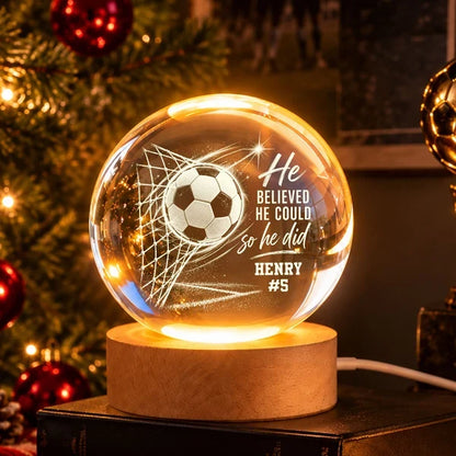 Personalized Globe Lamp, Soccer Ball in Goal With Motivational Quote, Unique Gift for Soccer Player