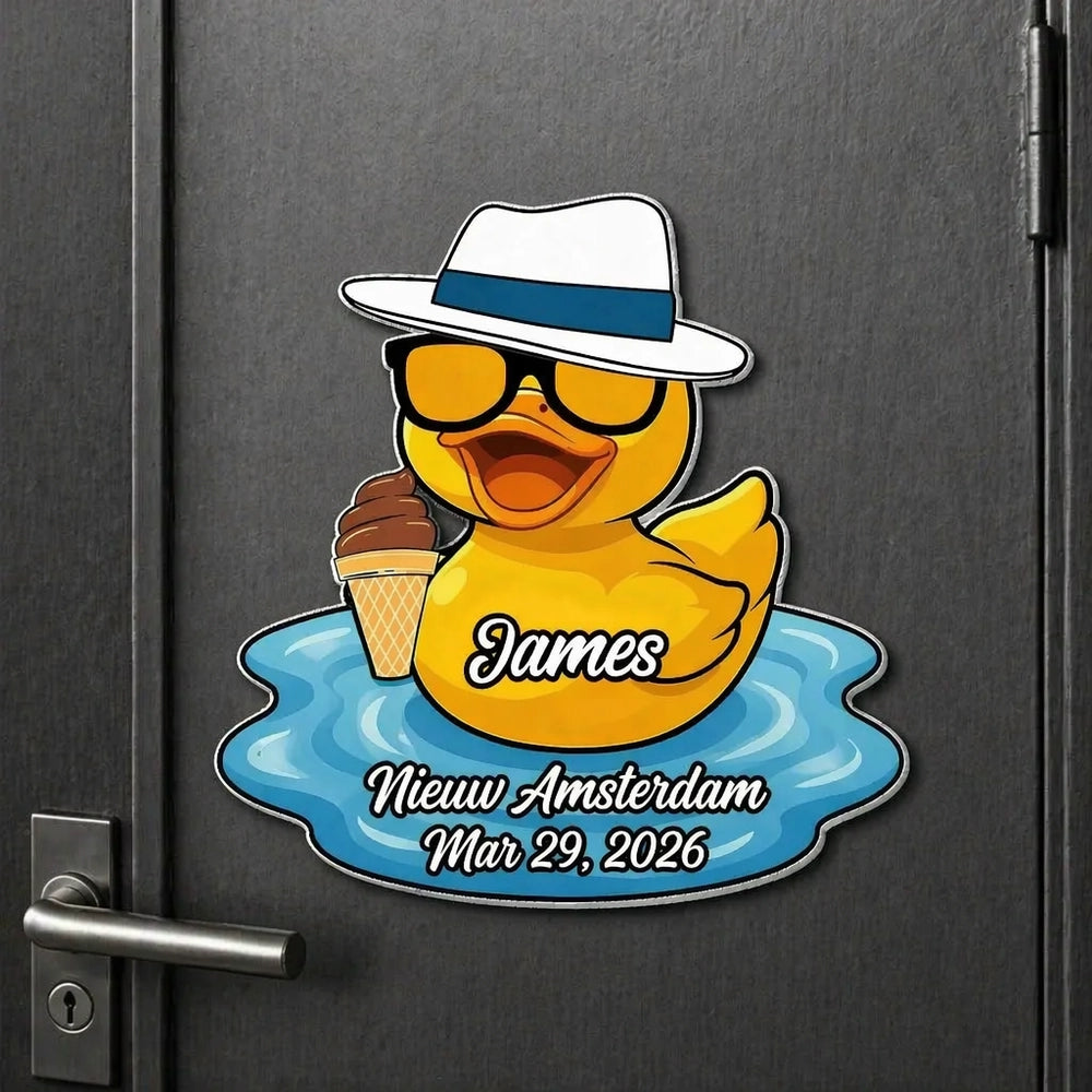 Acrylic Magnet Personalized Name Duck Pool Float with Ice Cream, Brigh ...