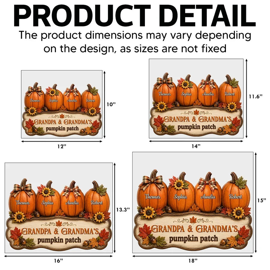 Personalized Shaped Yard Sign, Autumn Pumpkin Patch Decor, Unique Gift for Grandpa and Grandma
