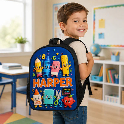 Personalized Kids School Backpack, Cute School Supplies Design, Back To School Unique Gift for Kids